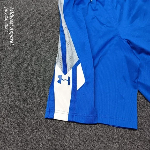 Under Armour Shorts Men Small Blue Basketball Athletic Stretch Drawstring Casual - Picture 3 of 9